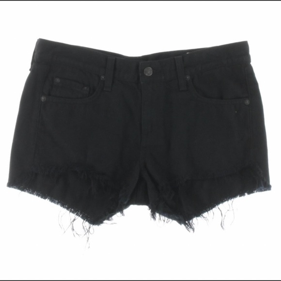 Rag and bone black denim mid rise cut off shorts - Picture 2 of 5